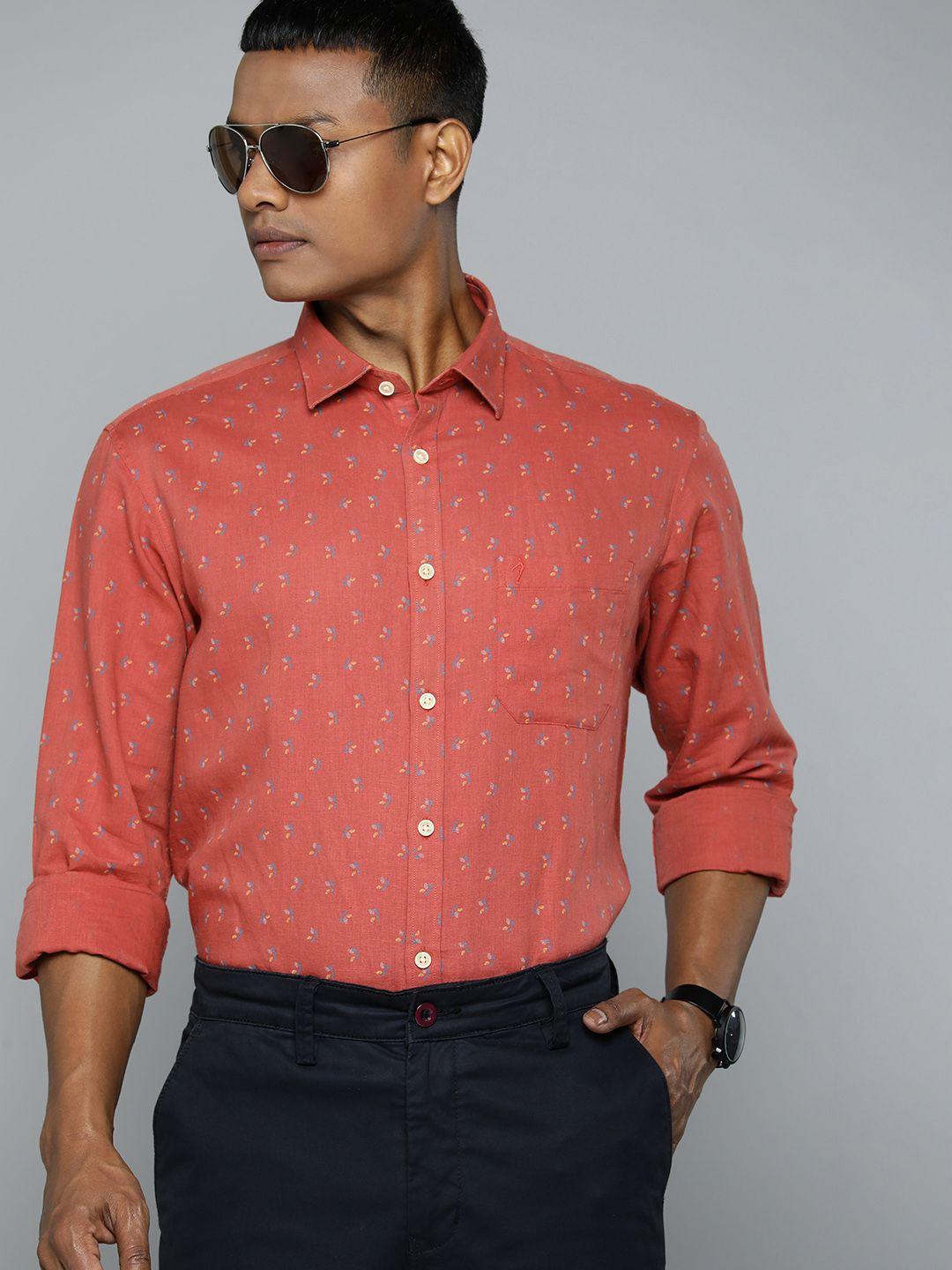 indian terrain linen cotton slim fit floral print smart casual shirt