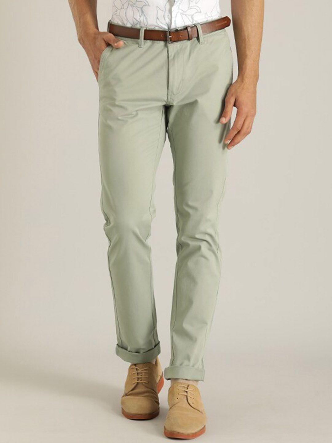 indian terrain men brooklyn slim fit pure cotton chino trousers