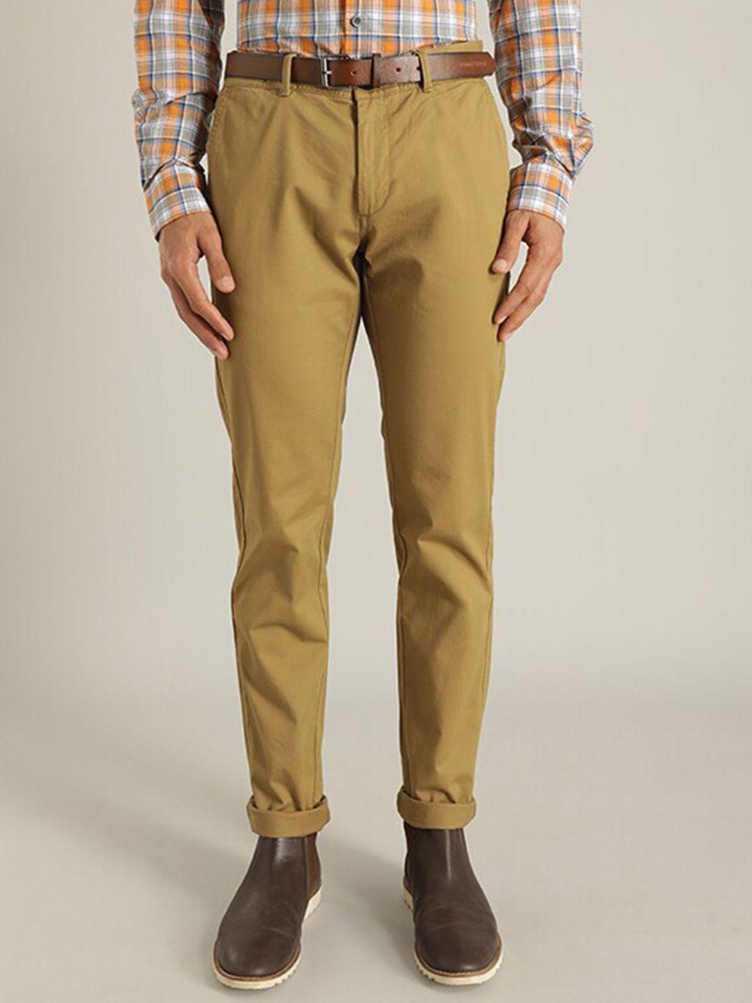 indian terrain men brooklyn slim fit pure cotton chinos