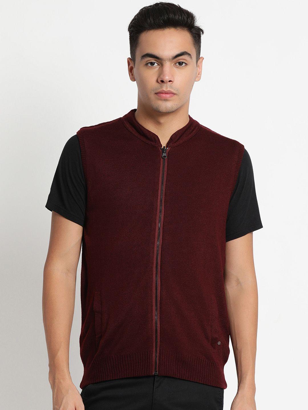 indian terrain men burgundy acrylic reversible sweater