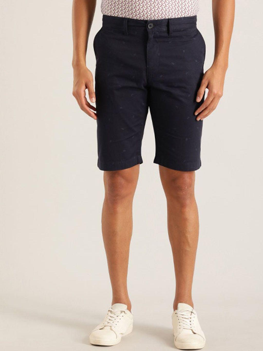 indian terrain men conversational printed mid-rise slim fit shorts