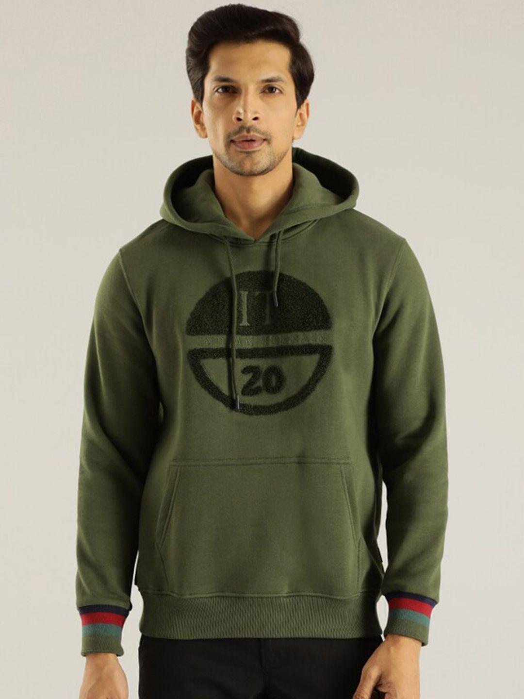 indian terrain men green printed sweatshirt