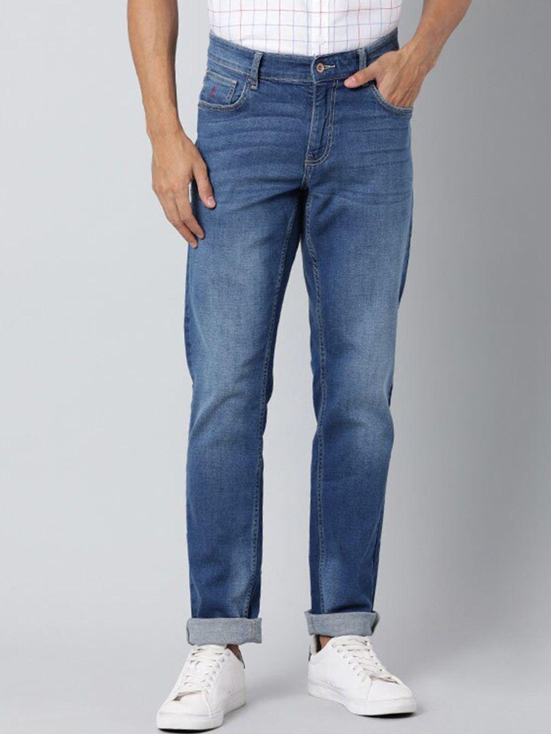 indian terrain men light fade clean look mid-rise brooklyn slim-fit jeans