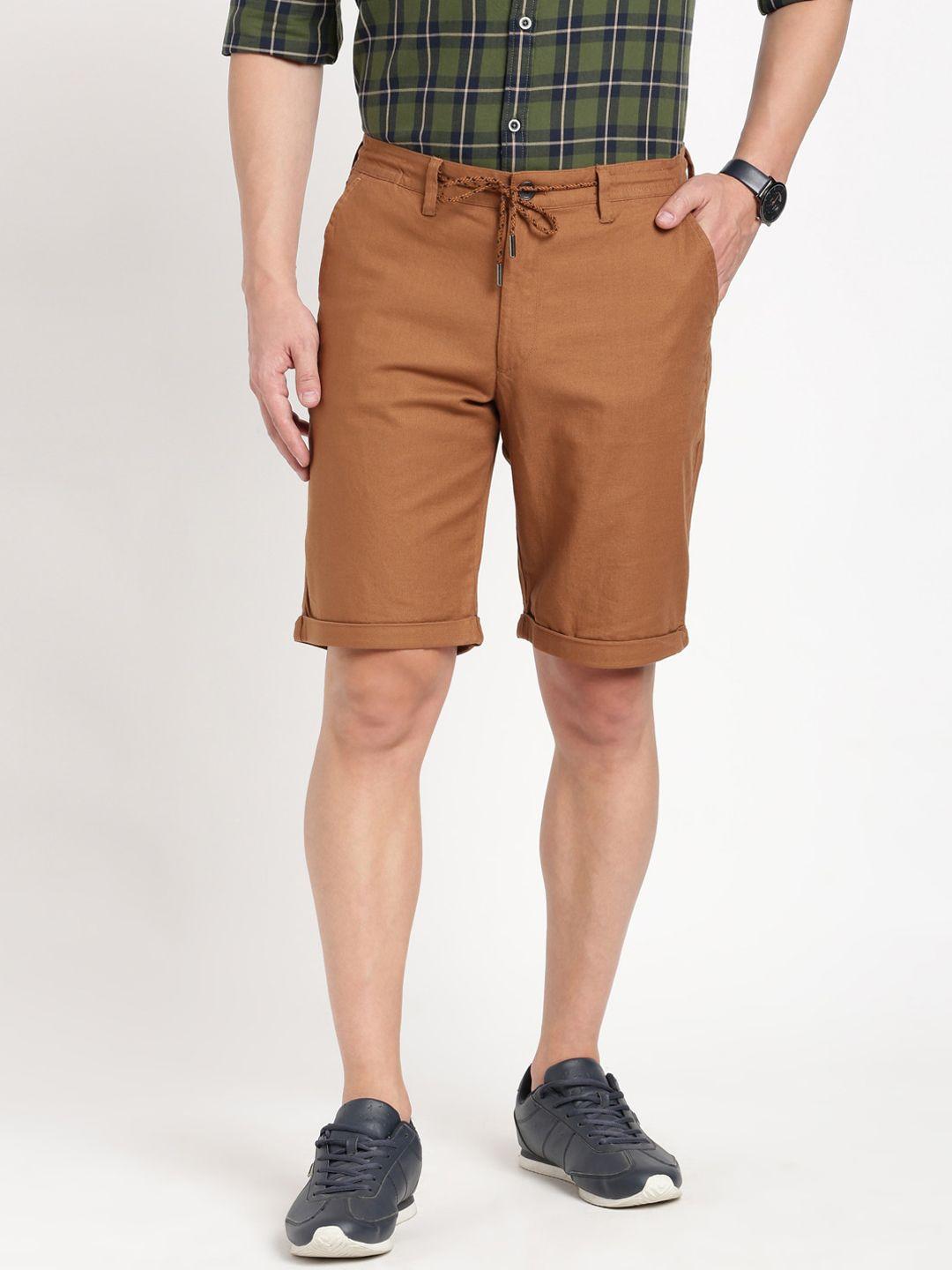 indian terrain men mid-rise slim fit pure cotton shorts