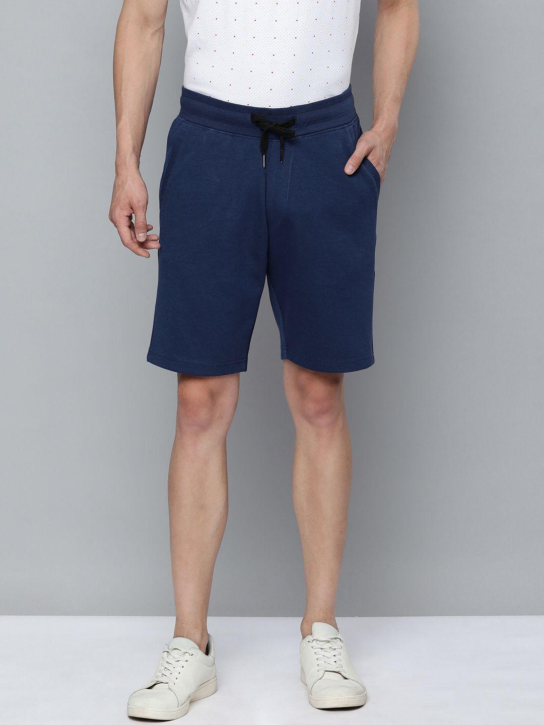 indian terrain men navy blue slim fit shorts
