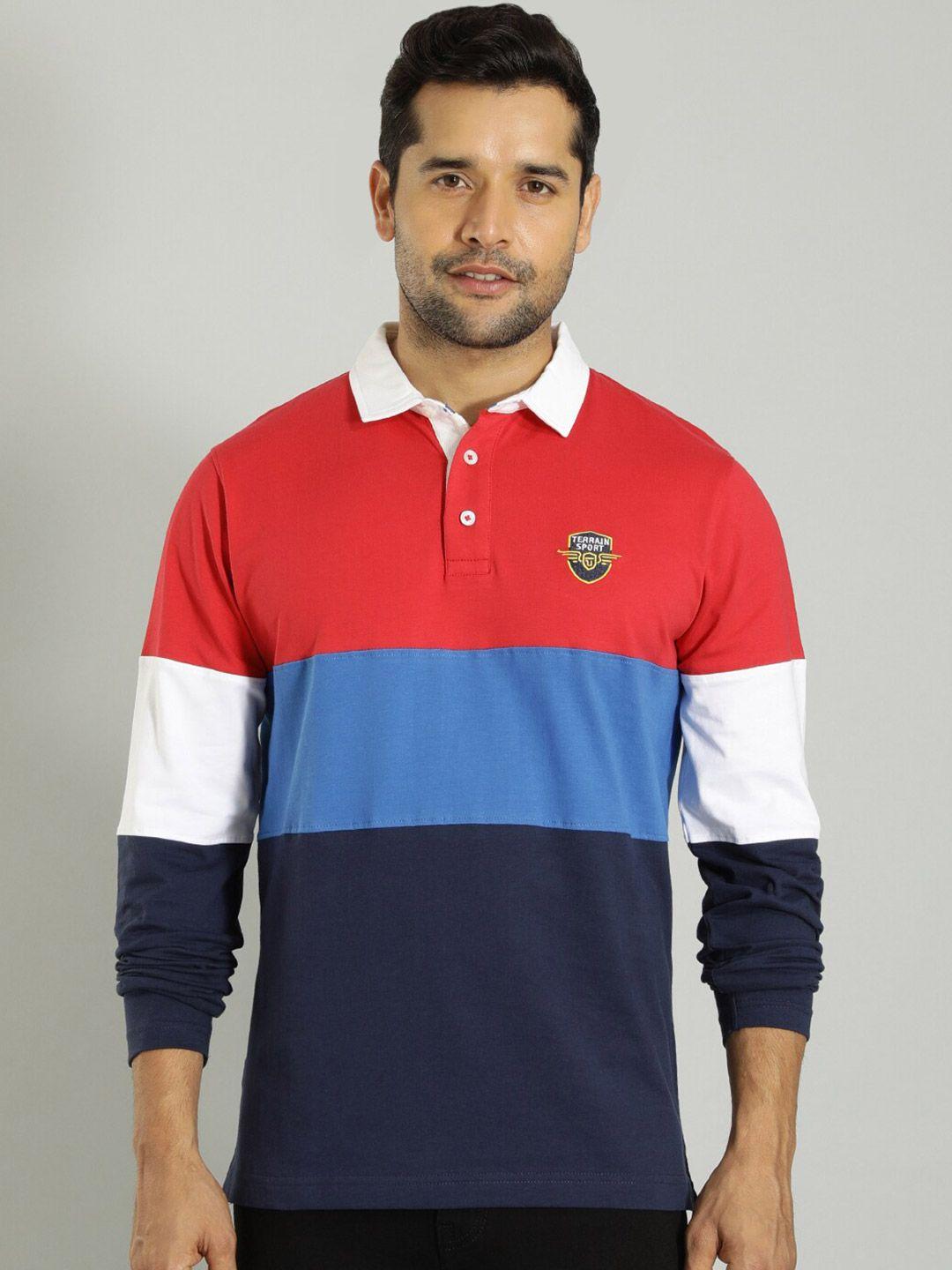 indian terrain men polo collar applique t-shirt