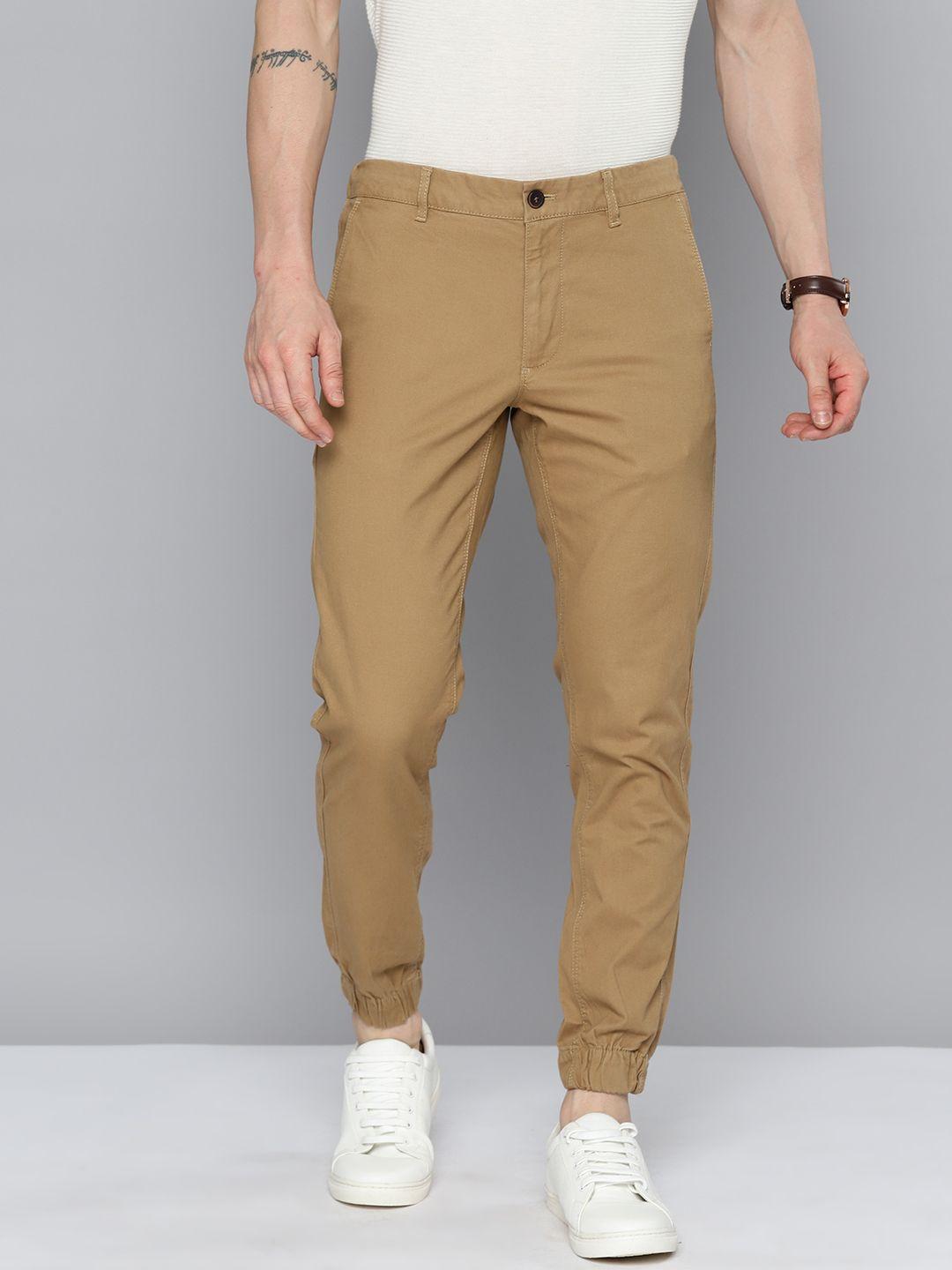 indian terrain men pure cotton brooklyn slim fit joggers