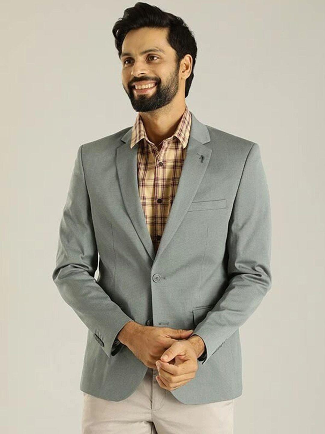 indian terrain men regular-fit single-breasted formal blazer