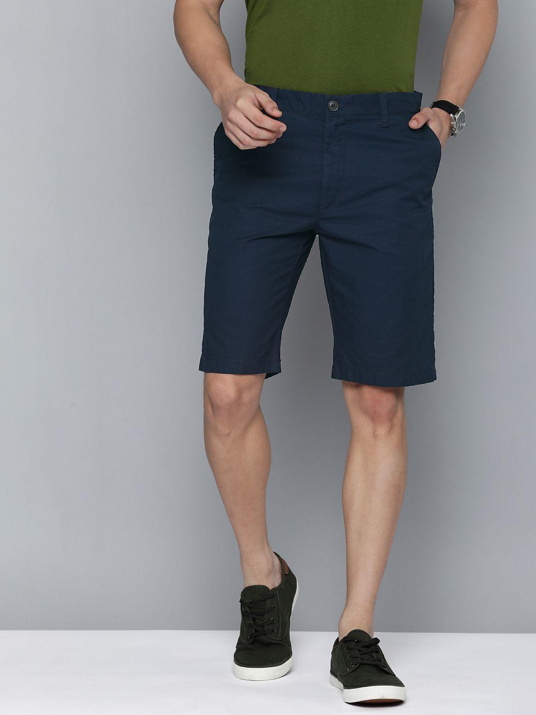 indian terrain men solid pure cotton slim fit chino shorts