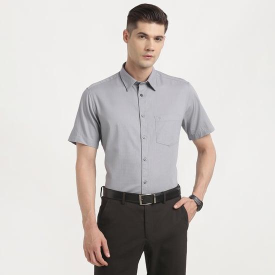 indian terrain men solid slim fit casual shirt