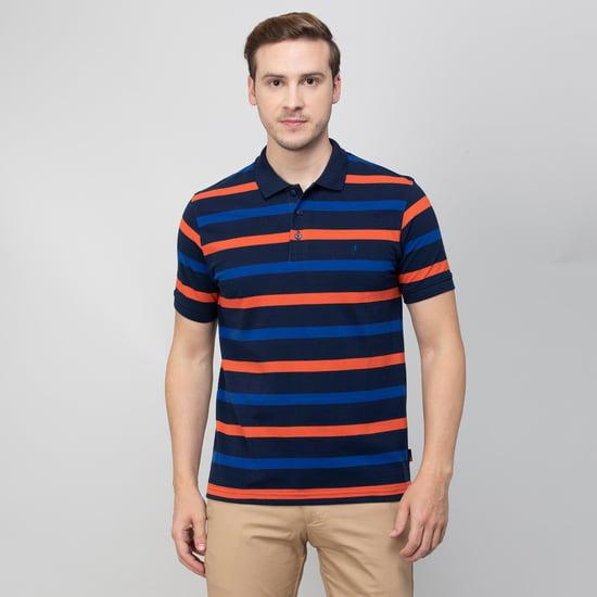 indian terrain men striped regular fit polo t-shirt