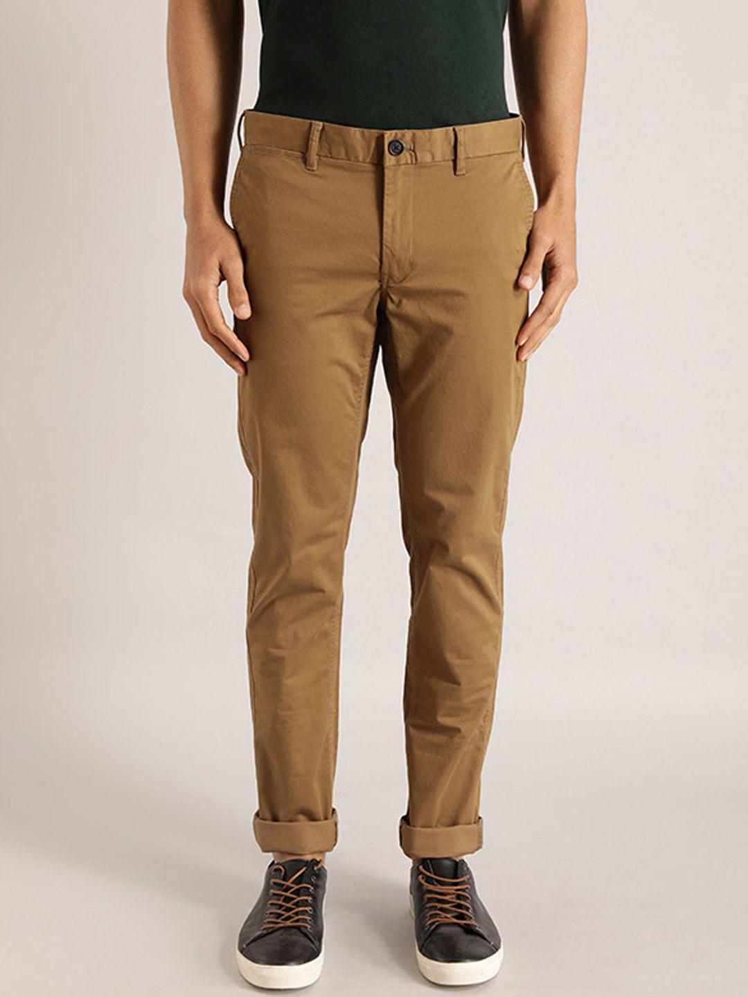 indian terrain men tan brooklyn slim fit chinos trousers