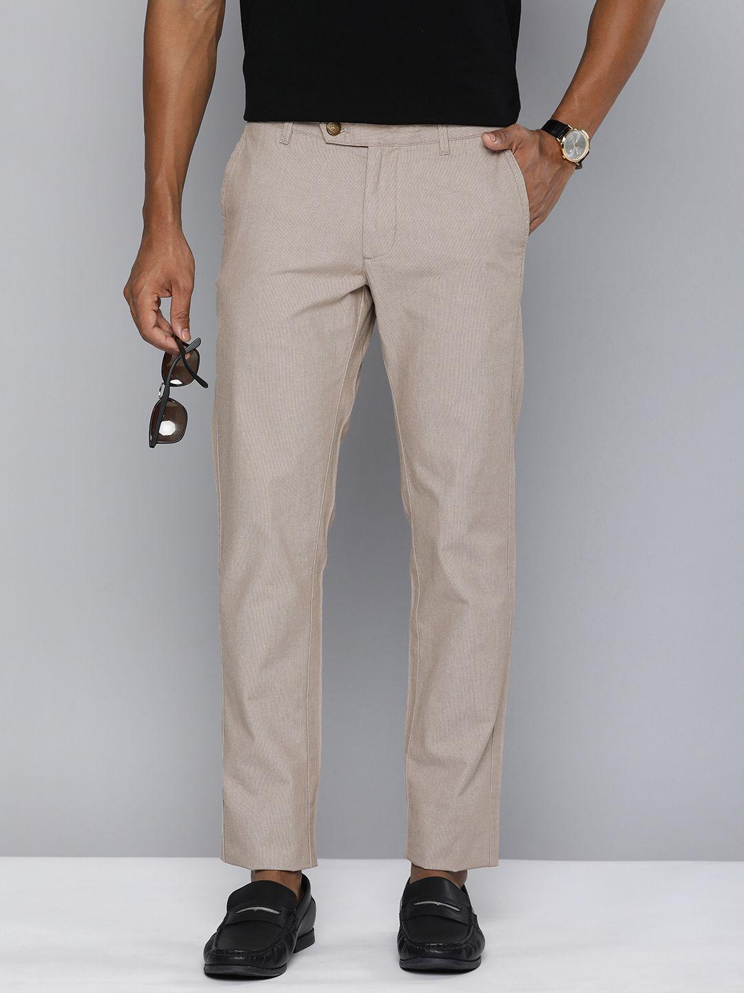 indian terrain men textured brooklyn slim fit smart casual trousers