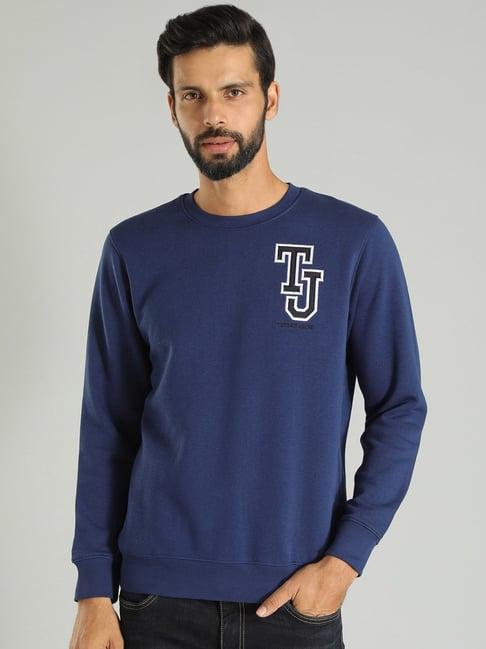 indian terrain navy regular fit embroidered sweatshirt