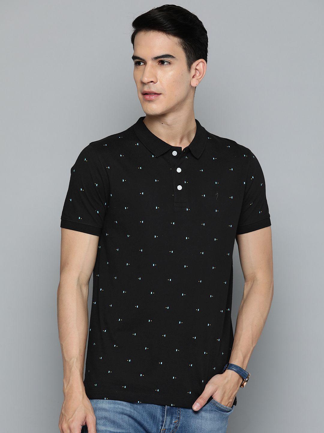 indian terrain polo collar geometric printed pure cotton t-shirt