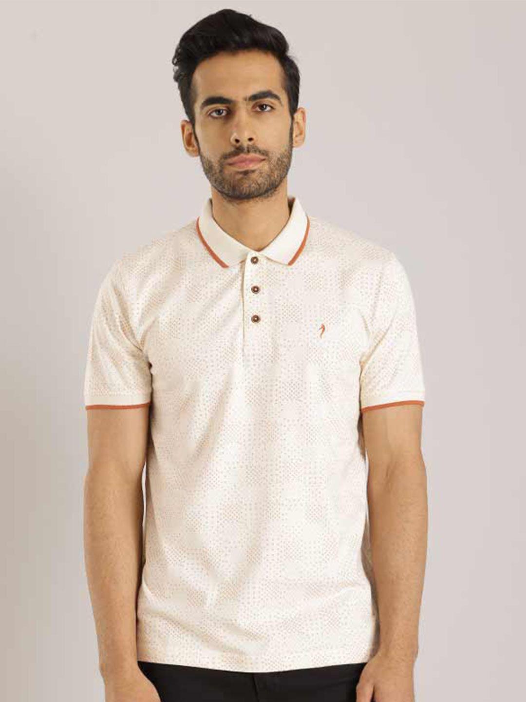 indian terrain polo collar printed cotton t-shirt