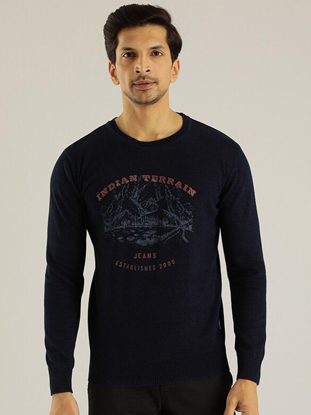 indian terrain printed pure cotton pull over sweatshirt