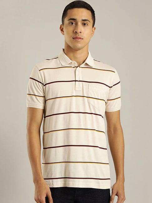 indian terrain pristine regular fit striped polo t-shirt