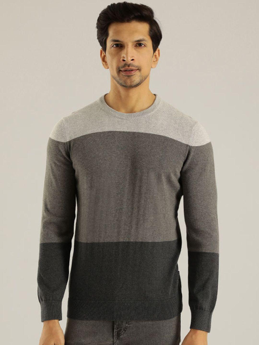 indian terrain round neck colourblocked pure cotton pullover