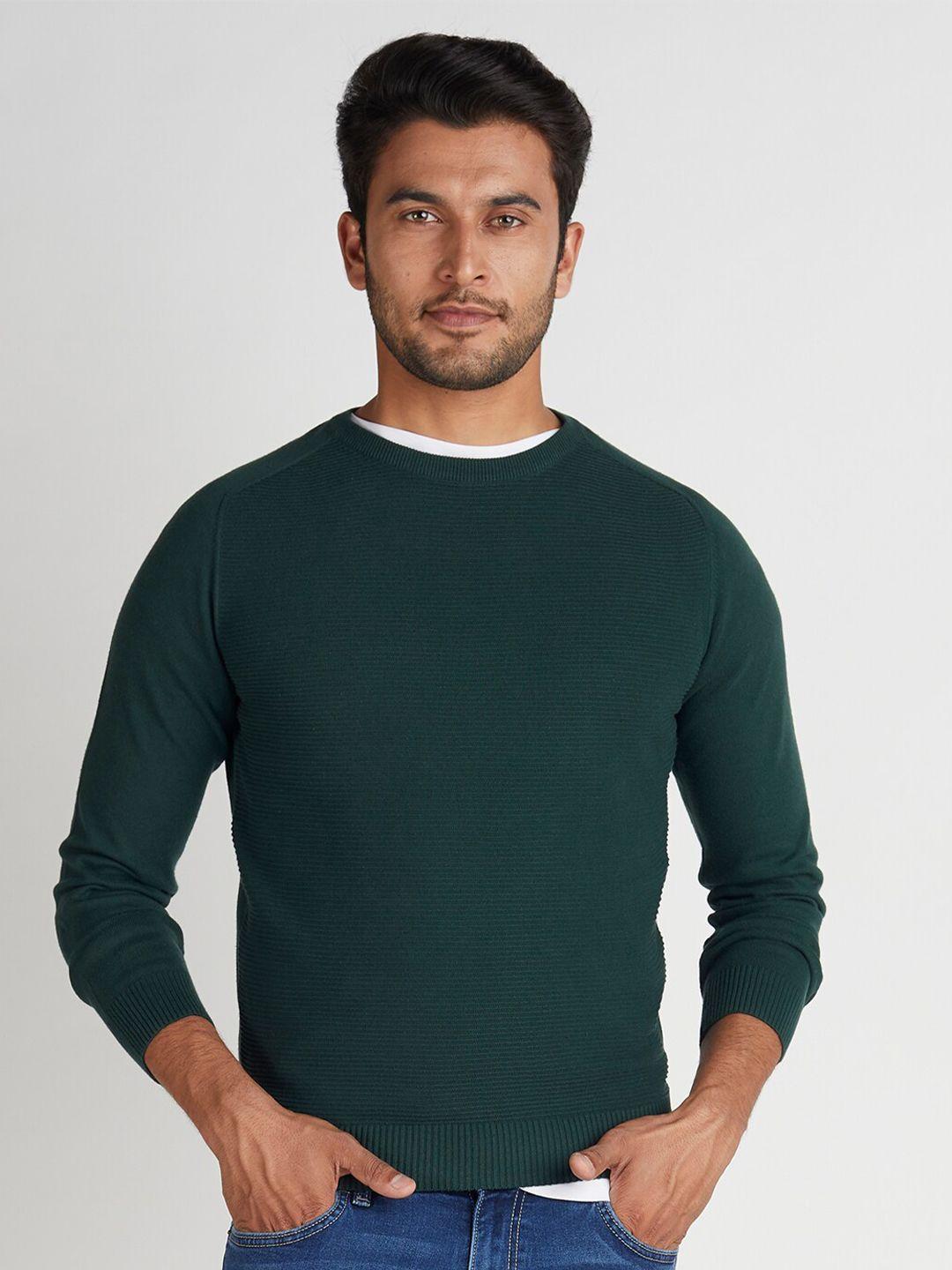 indian terrain round neck long sleeves cotton pullover sweater