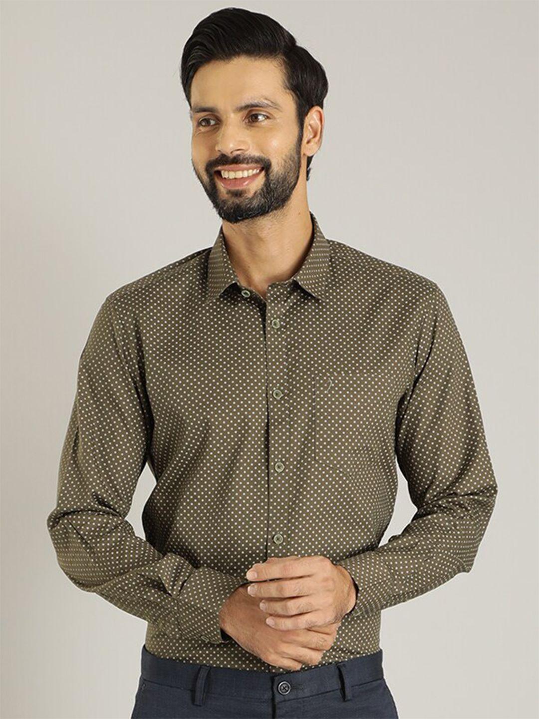 indian terrain slim fit printed opaque formal shirt