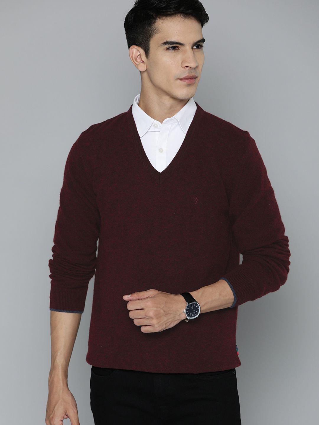 indian terrain solid v-neck pullover