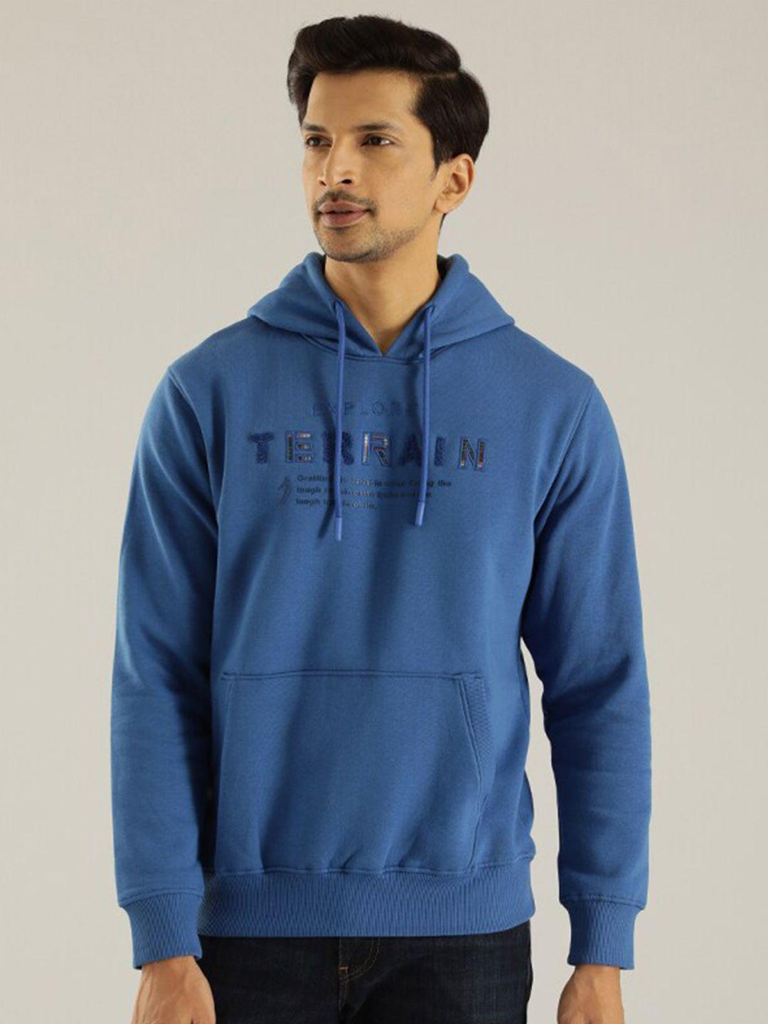 indian terrain typography printed hooded pullover