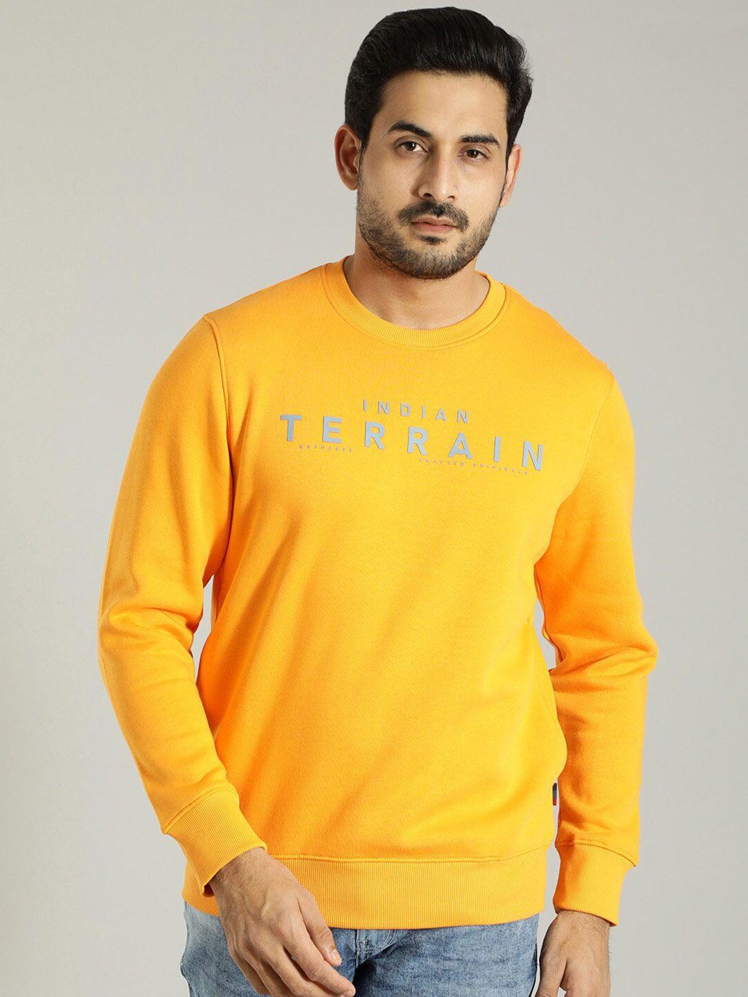 indian terrain typography printed round neck long sleeves pullover sweatshirt