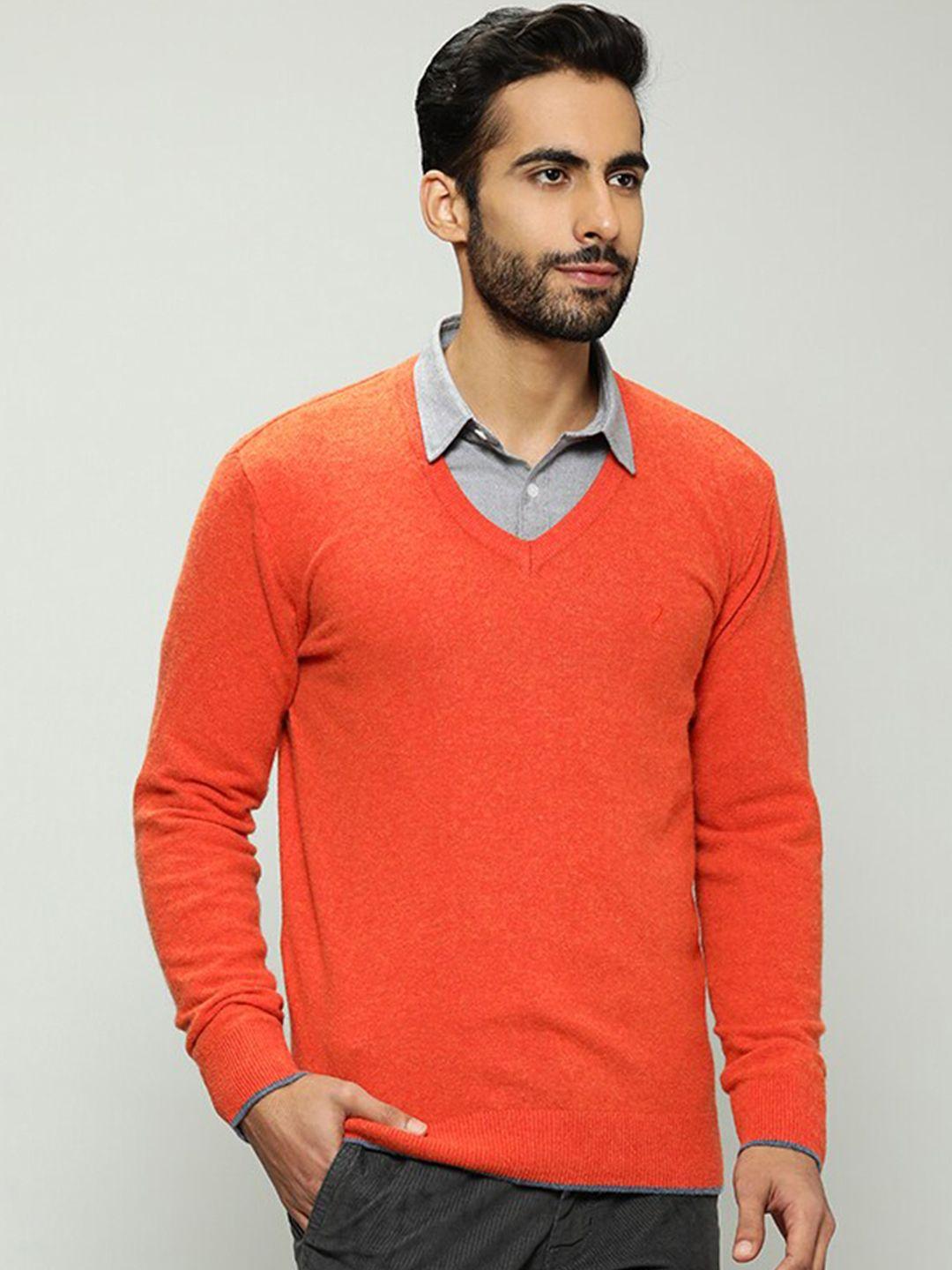 indian terrain v neck long sleeves woollen pullover sweater