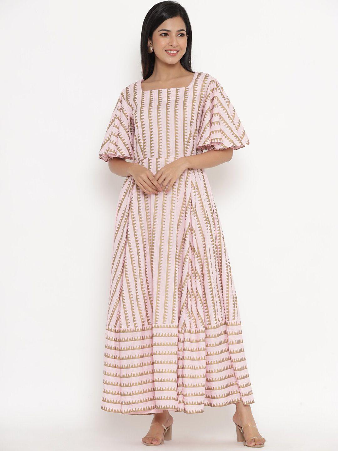 indian virasat pink striped maxi dress