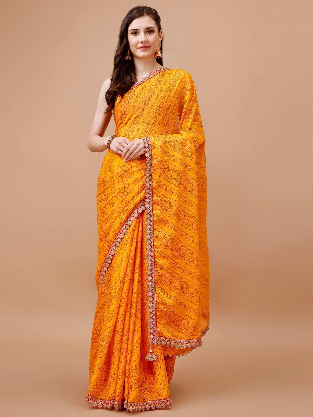 indian women bandhani printed saree