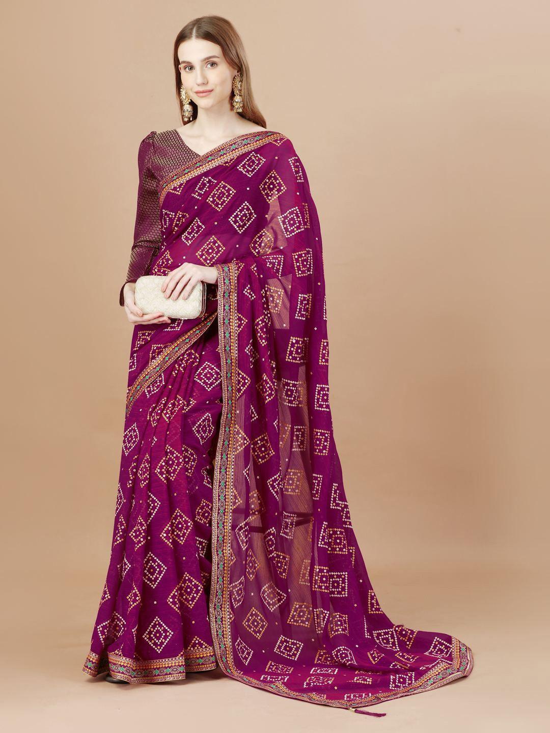 indian women bandhani printed silk cotton saree