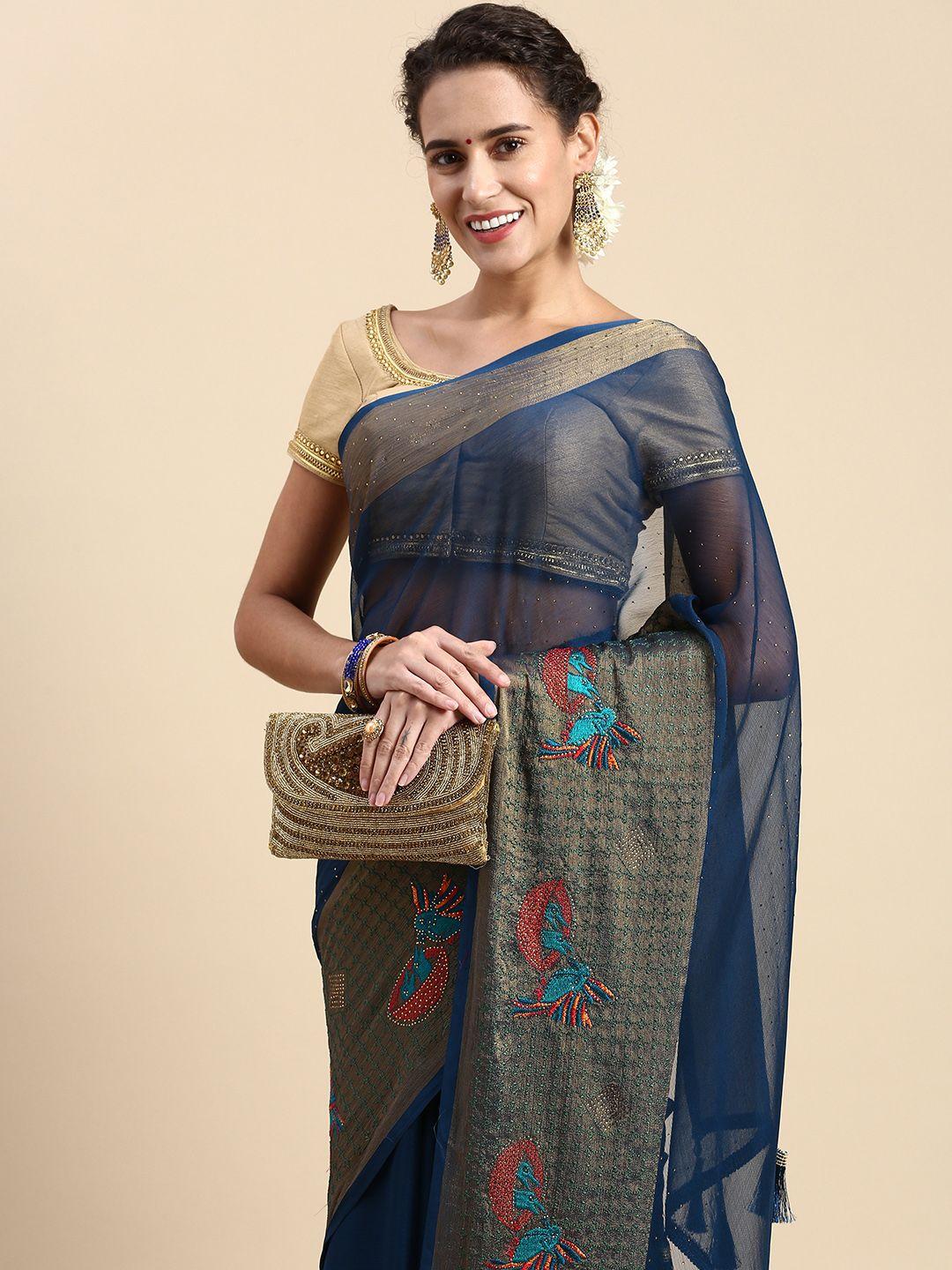 indian women embellished beads and stones saree