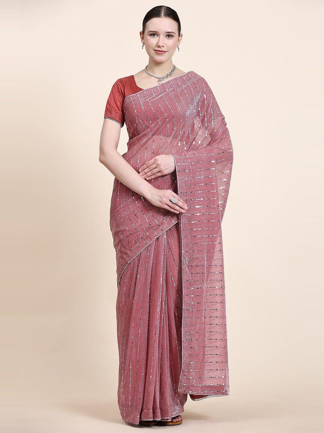 indian women embellished mirror work saree