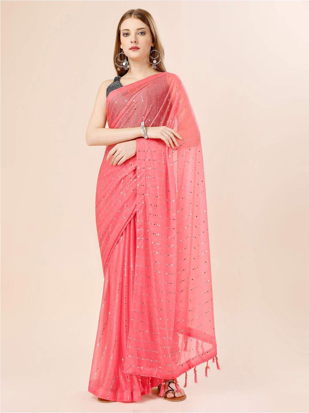 indian women embellished sequinned saree