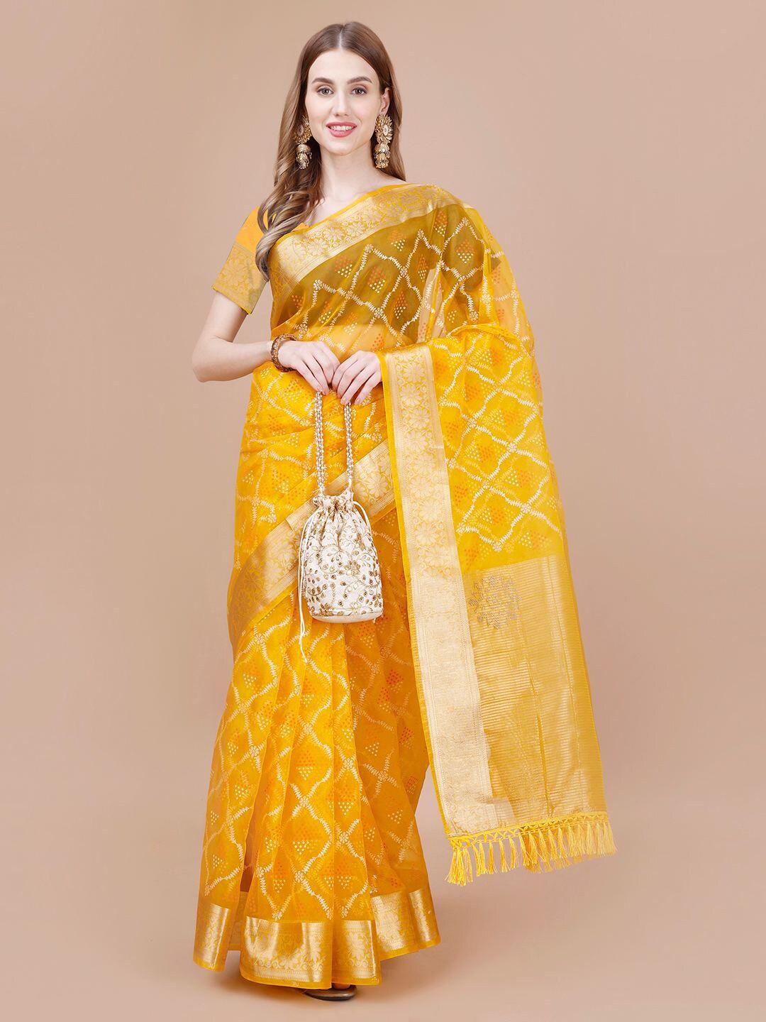 indian women ethnic motifs printed organza saree