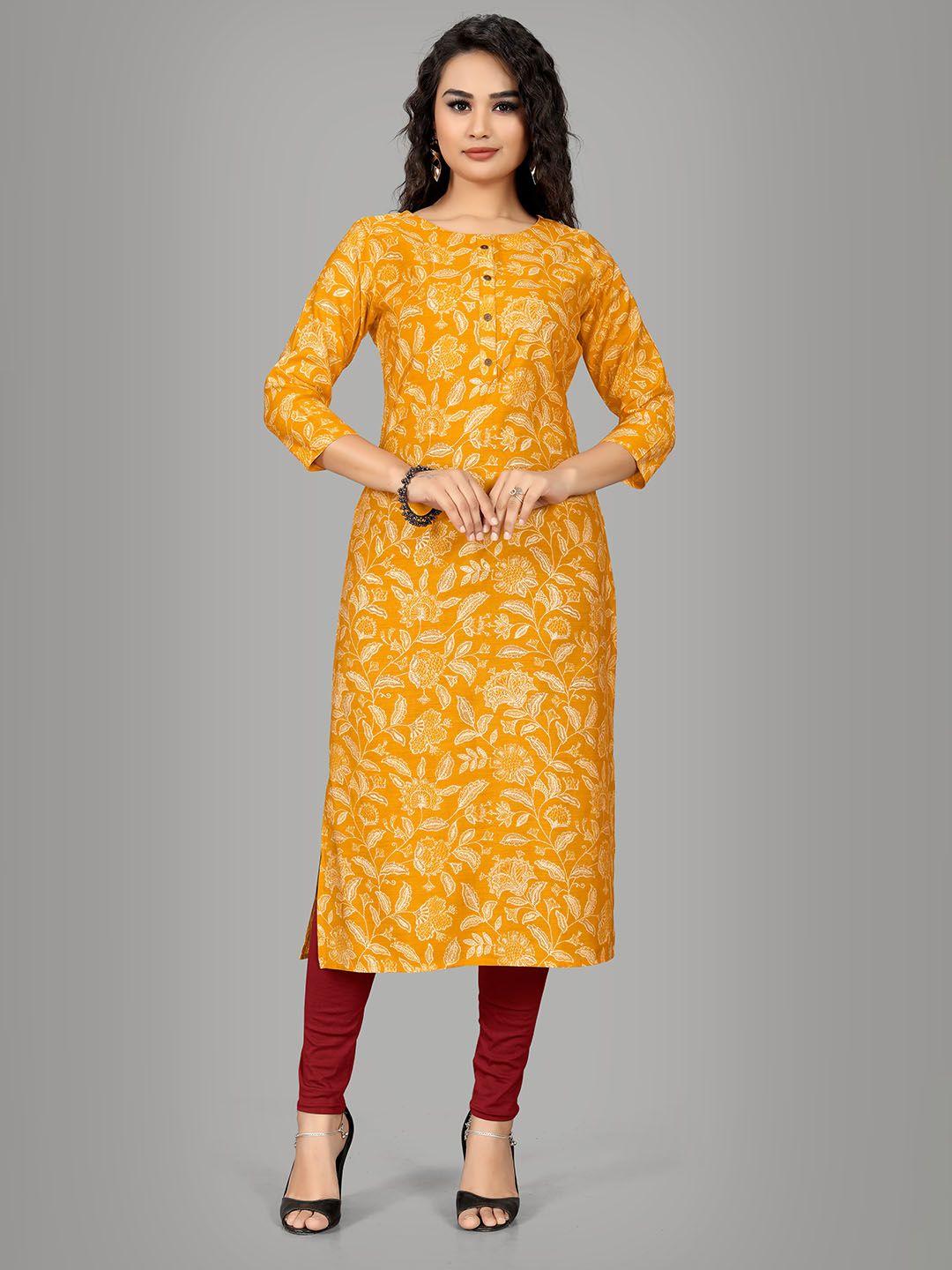 indian women floral printed pure cotton straight kurta