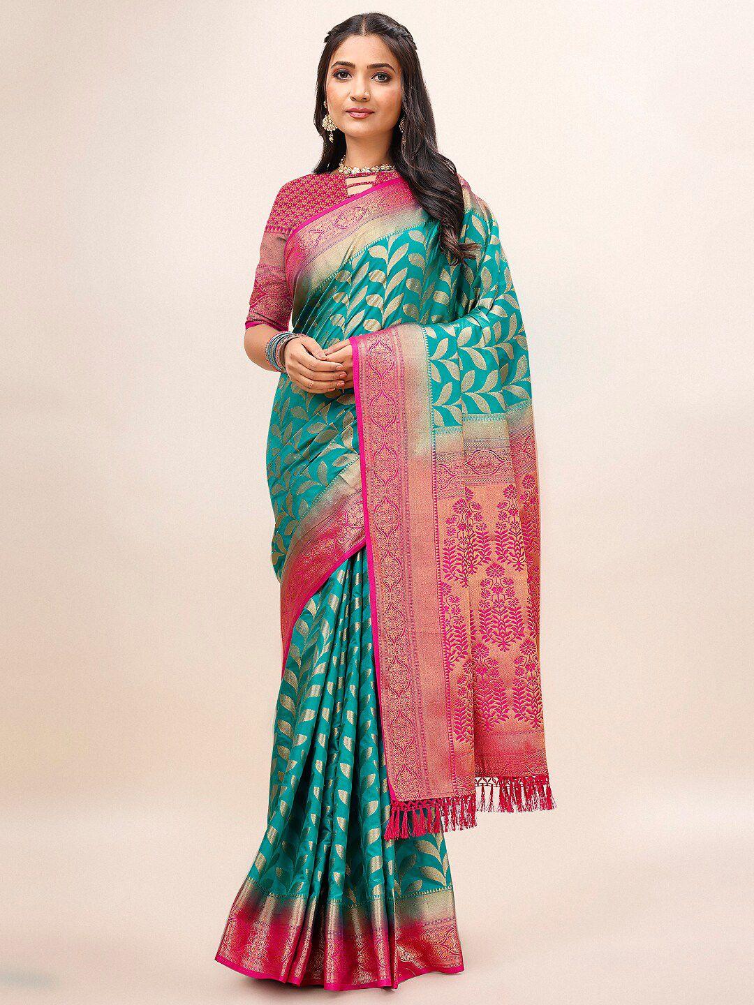 indian women floral woven design zari banarasi saree