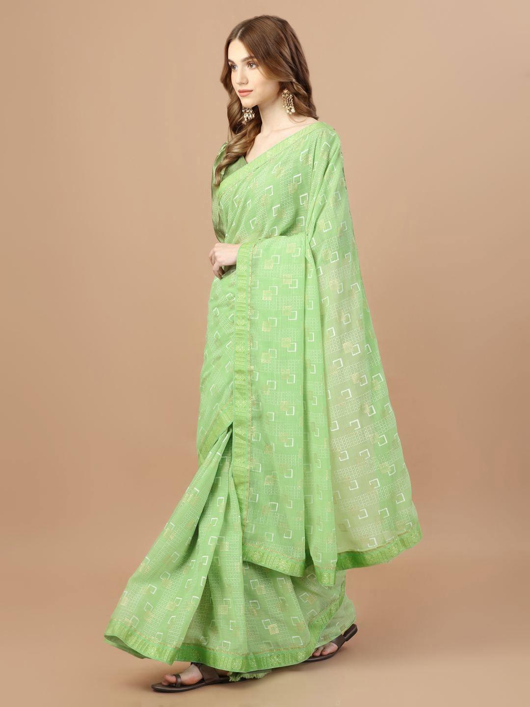 indian women geometric printed silk cotton saree