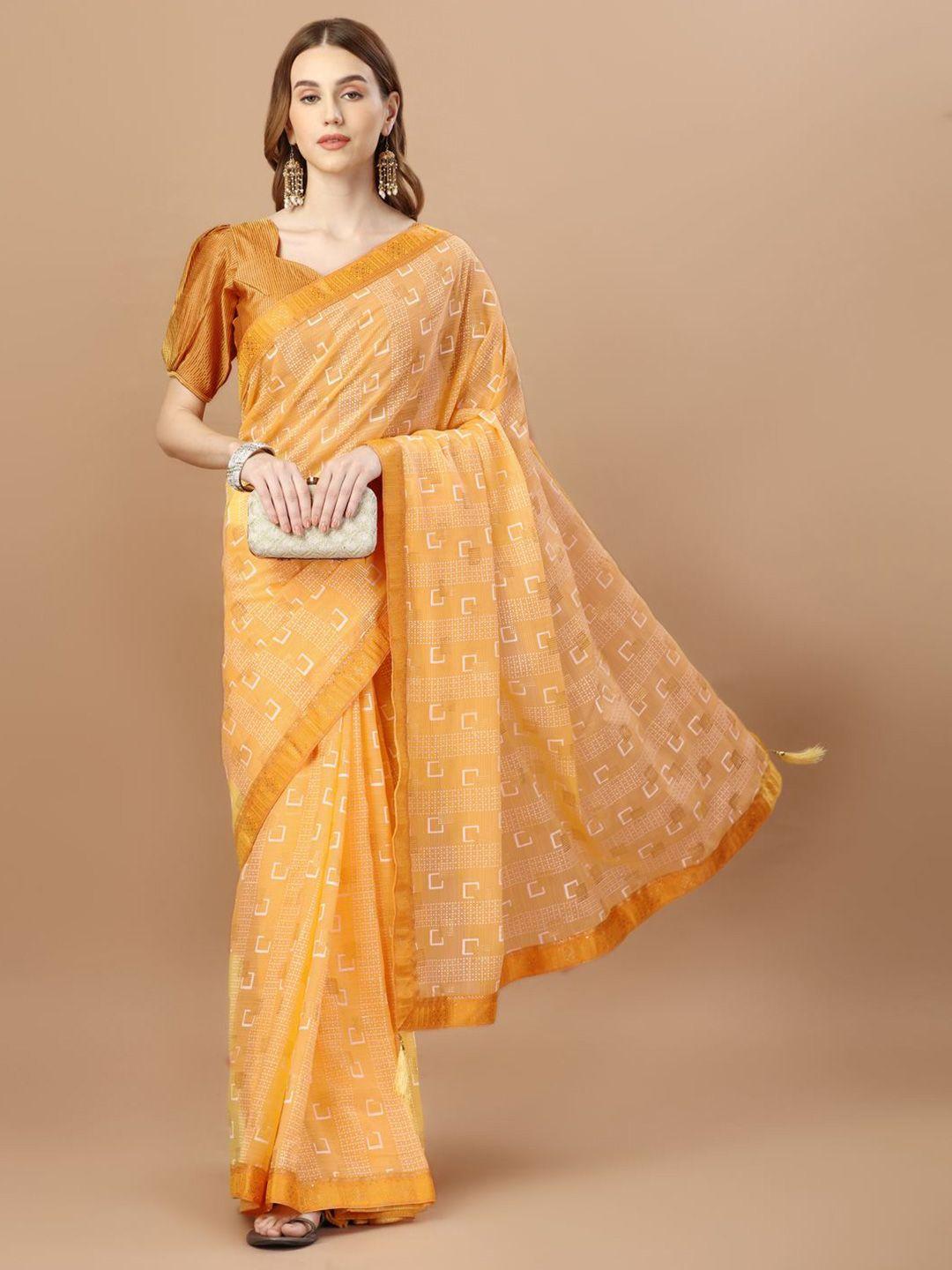 indian women geometric printed silk cotton saree