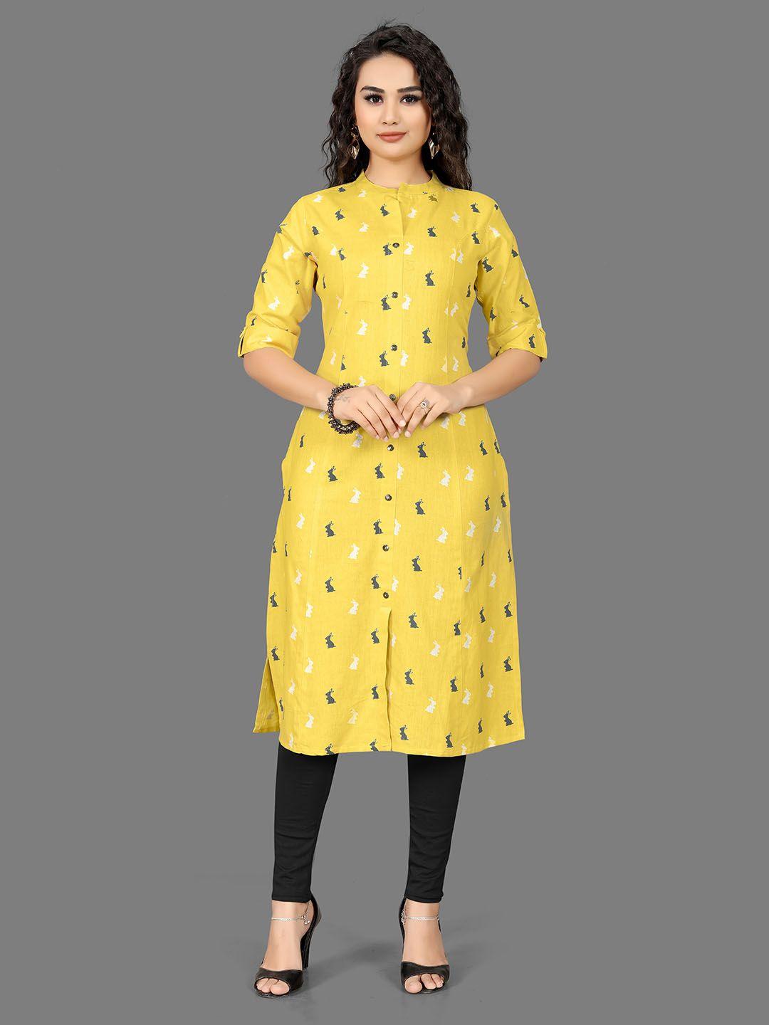 indian women mandarin collar printed kurta