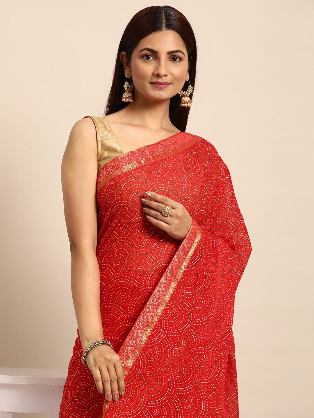 indian women printed silk blend saree