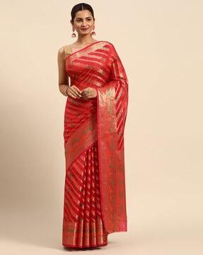 indian women rani organza silk land woven design zari pure cotton fusion saree traditional saree