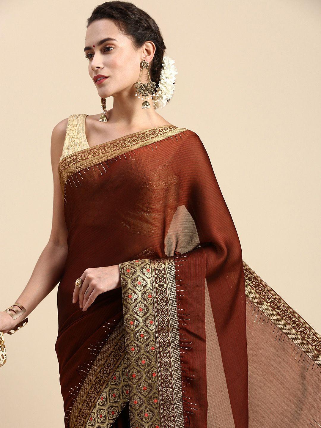 indian women solid zari satin saree