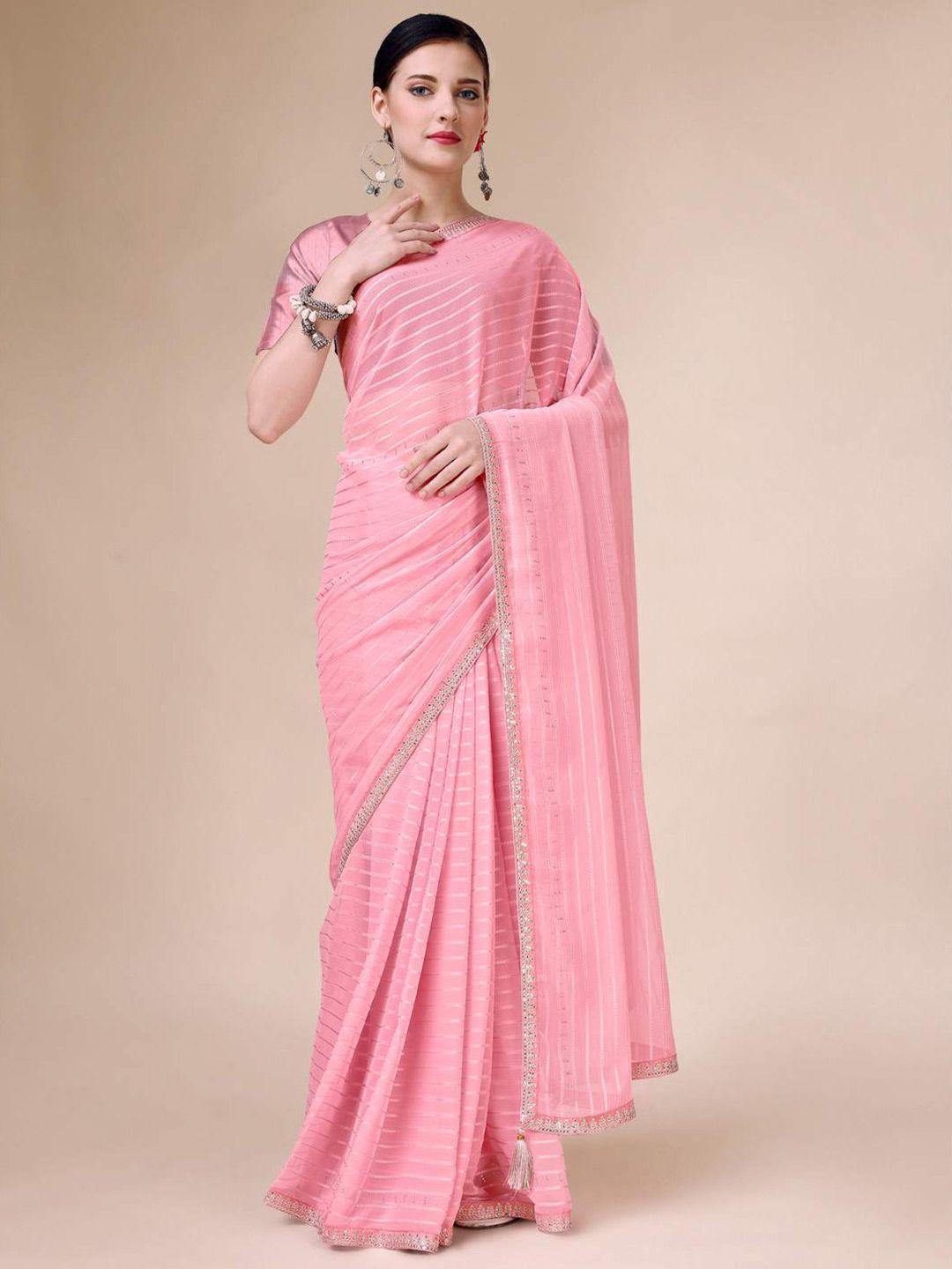 indian women striped sequinned saree