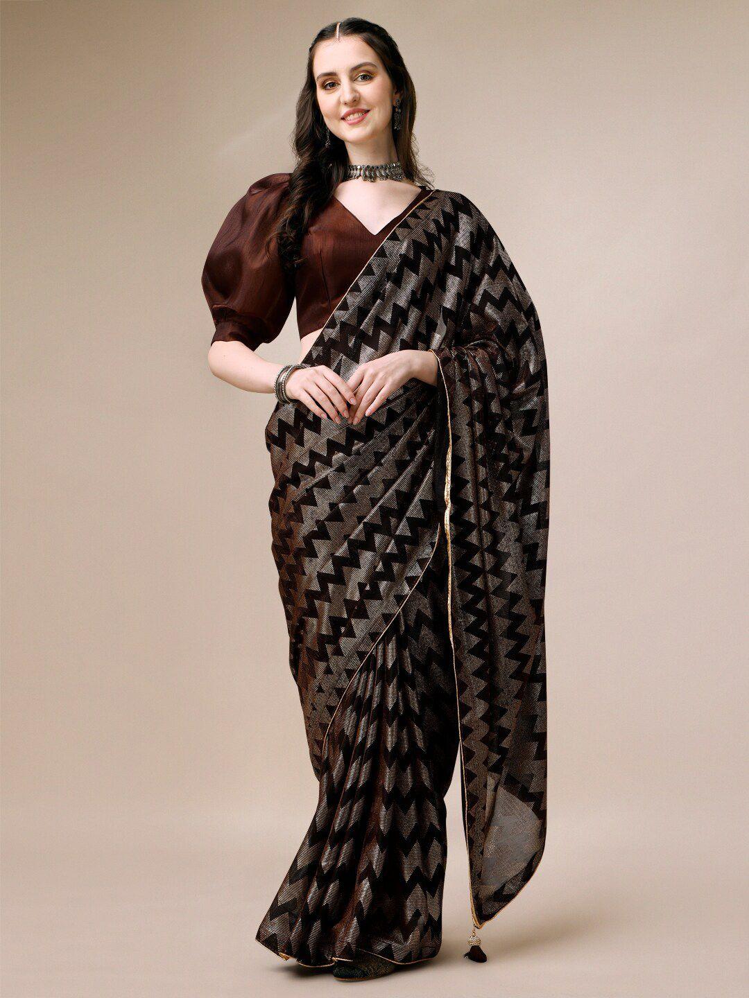 indian women striped silk blend saree