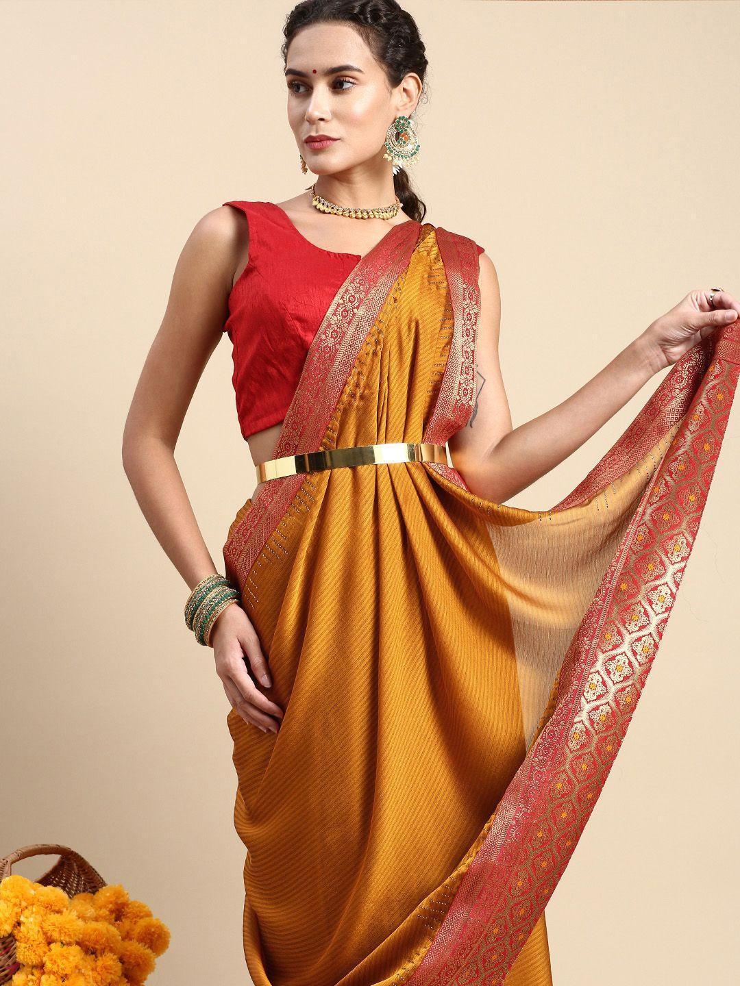 indian women striped zari satin saree