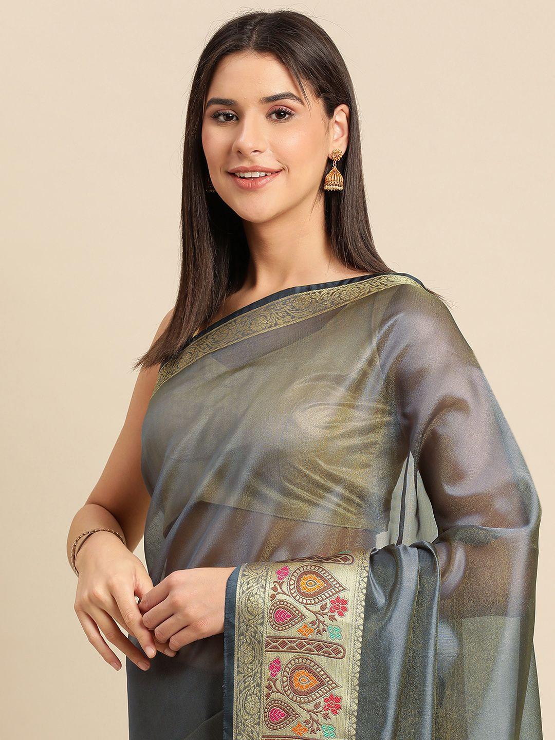 indian women zari silk cotton saree