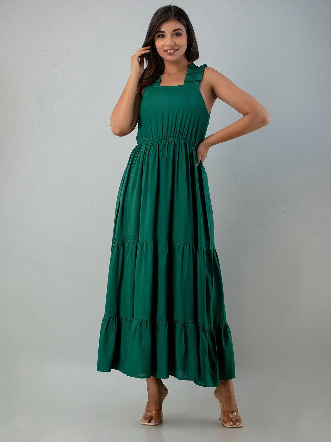 indianic shoulder strap tiered maxi dress