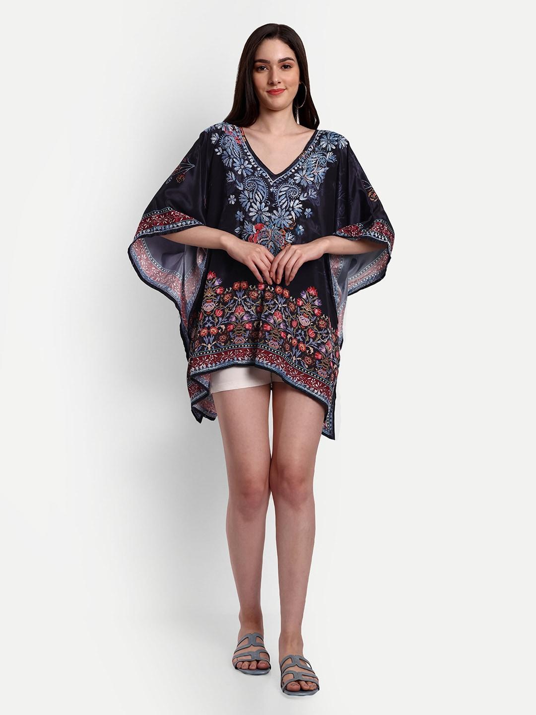 indiankala4u multicoloured print kimono sleeve kaftan top